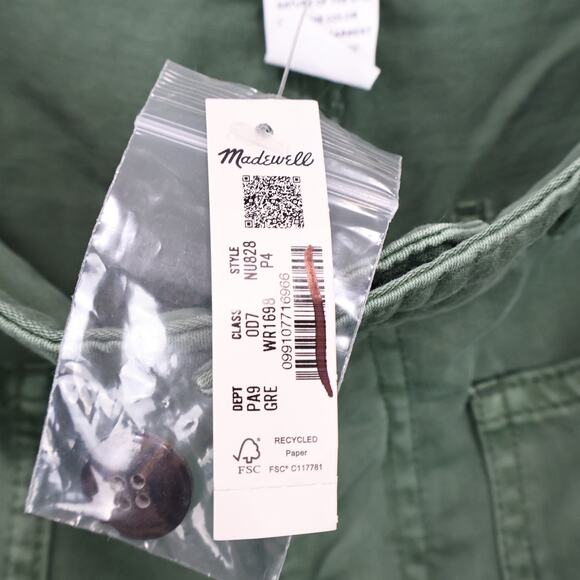 Madewell Taper Leg Utility Pant Garment Dyed Twill Green Size 4 Petite NWT - Picture 5 of 11